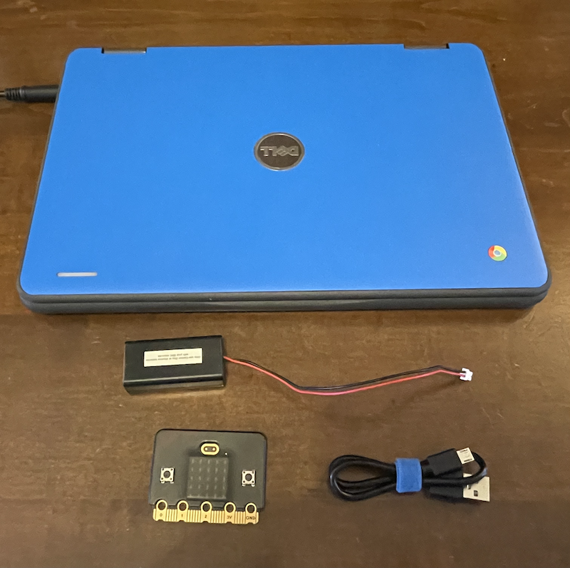 Setup materials: computer, USB cable, and Micro:bit