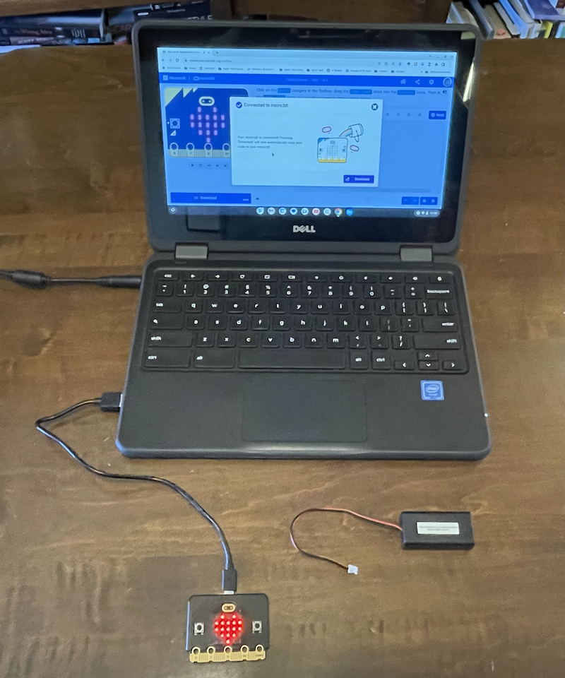 Micro:bit plugged into computer