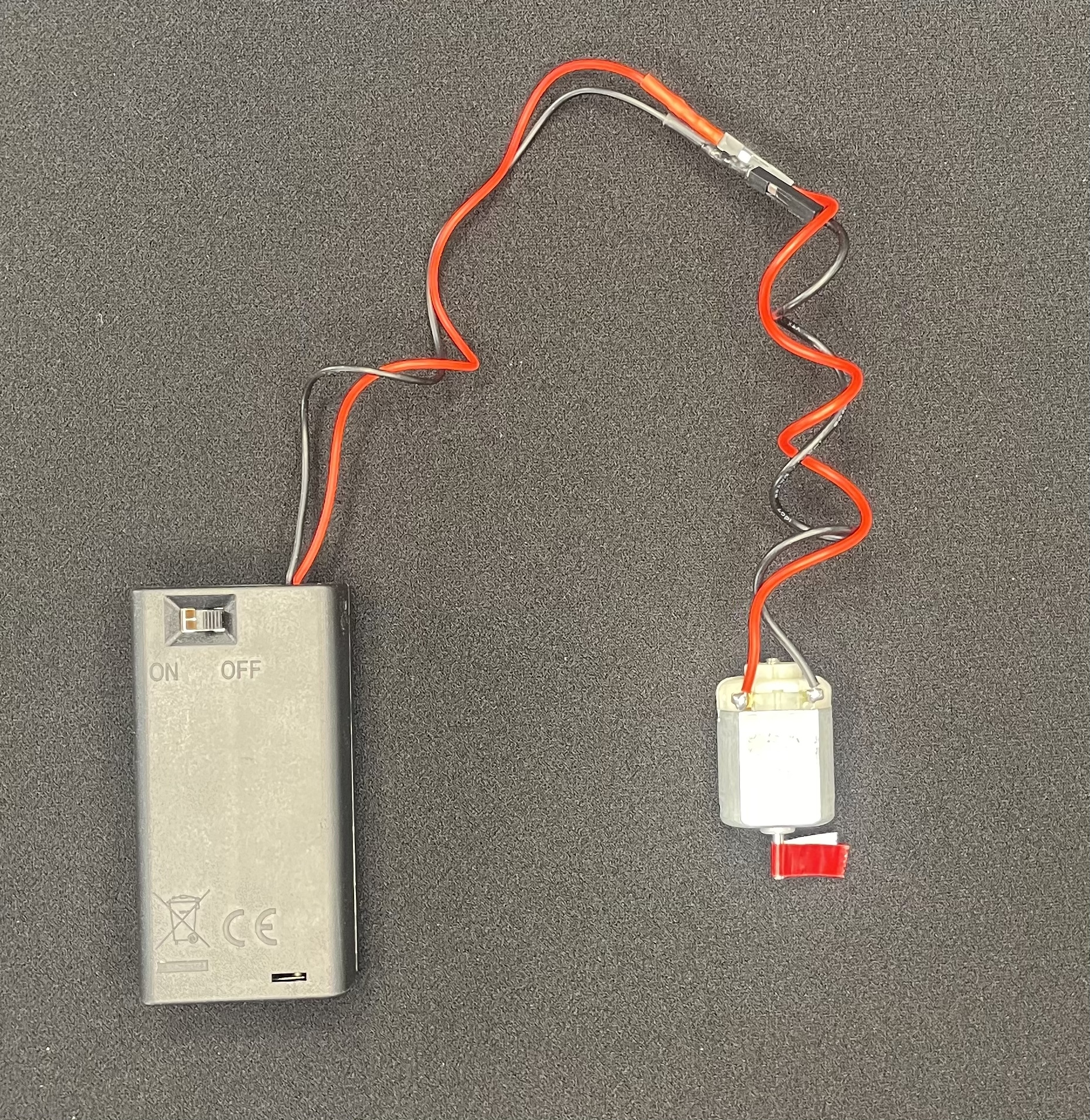 Battery connected to motor